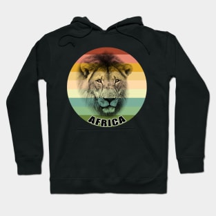 Lion Portrait on Vintage Retro Africa Sunset Hoodie